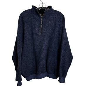 Straight Down Men's Sweater 1/4 Zip Pull Over Golf Knit Navy Pockets‎ Size S